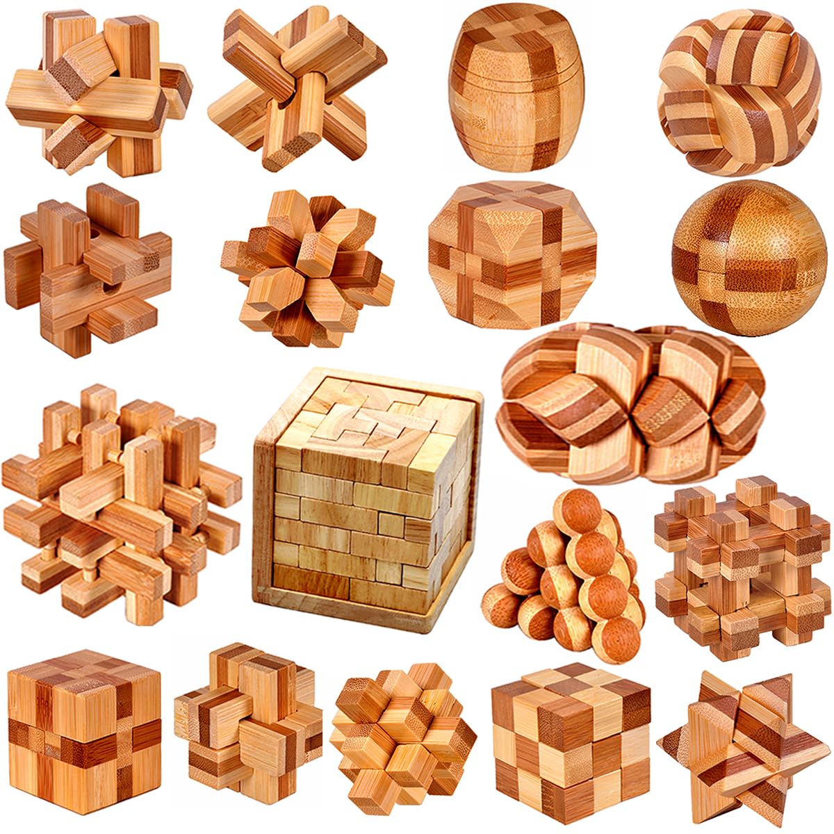 Amazon.com: 18 Pack Wooden Brain Teaser Puzzles Stress Relief Toys